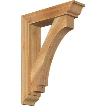 Ekena Millwork Imperial Traditional Rough Sawn Bracket w/ Offset Brace, Western Red Cedar, 6"W x 24"D x 32"H BKT0604X24X32IMP01RWR
